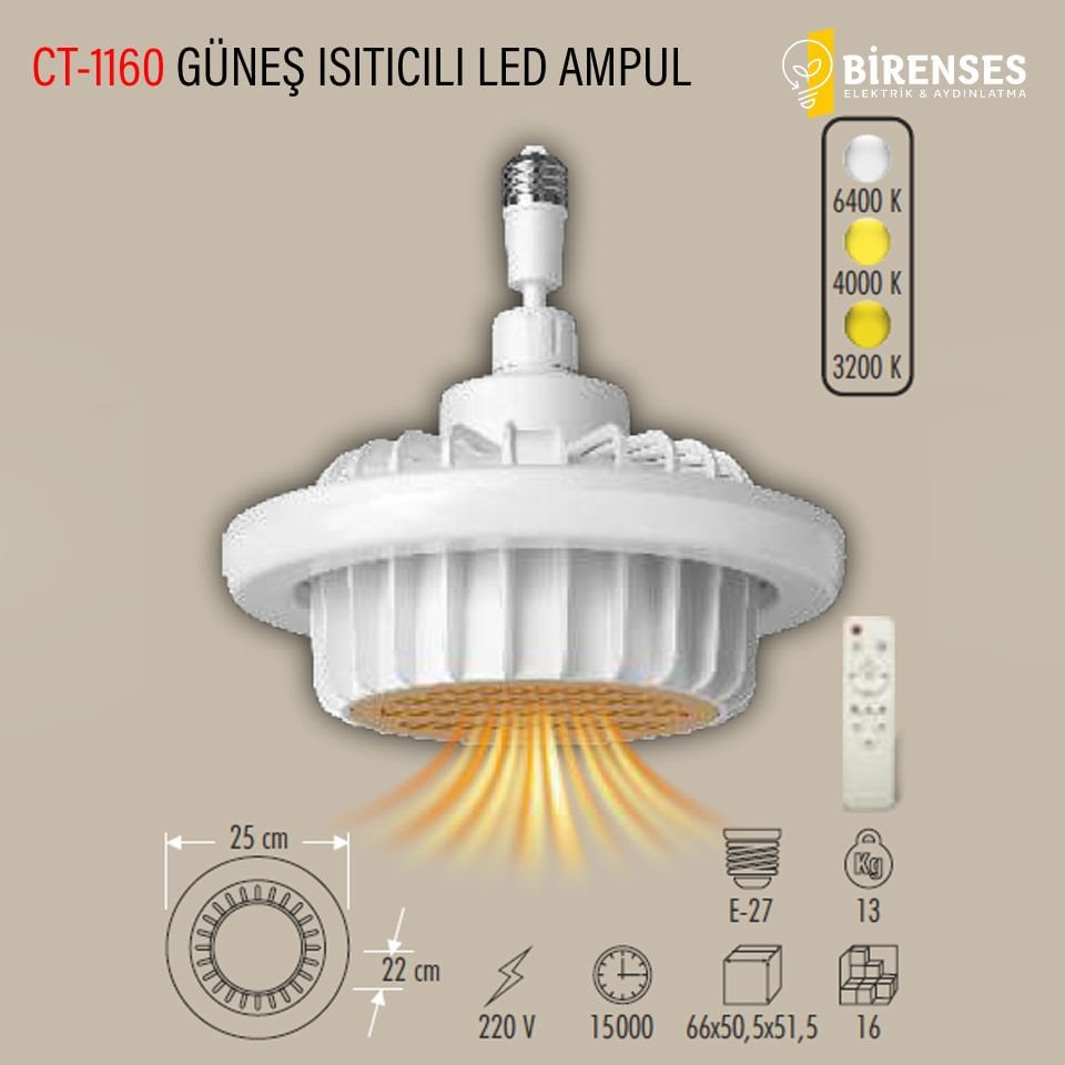 CATA CT-1160 Güneş Isıtıcılı Led Ampul