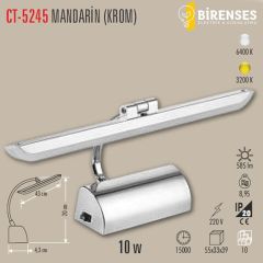 CATA CT-5245G 10W Mandarin Led Aplik Krom Kasa Günışığı
