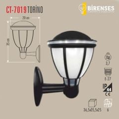 CATA CT-7019 Torino Bahçe Armatürü (Aplik)(E27)