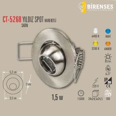 CATA CT-5268G 1,5W UFO Yıldız Led Spot Satin Kasa Günışığı