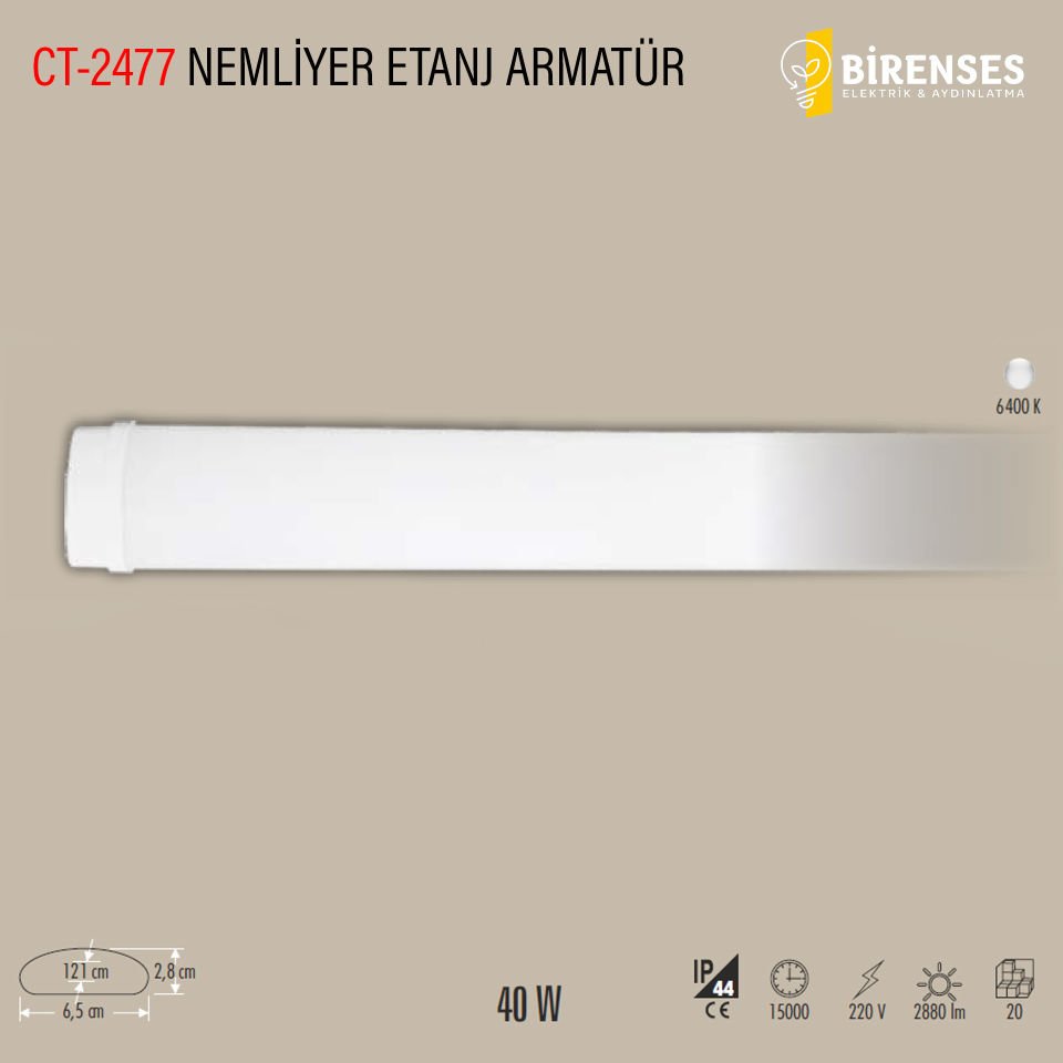 CATA CT-2477 40W Nemliyer Etanj Armatür Beyaz