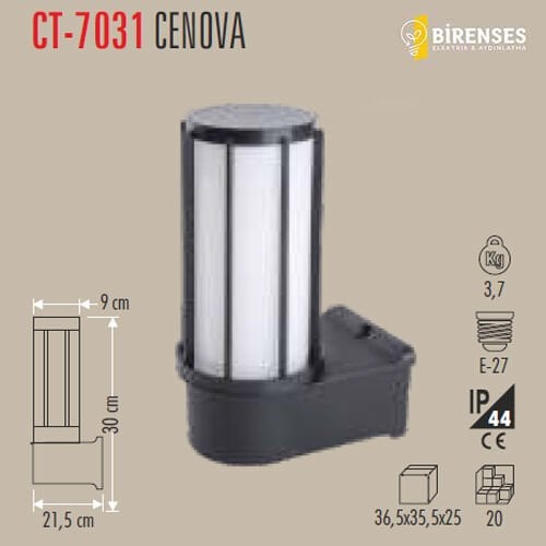 CATA CT-7031 Cenova Bahçe Armatürü Aplik E27