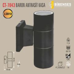 CATA CT-7043 Baron Bahçe Armatürü Çift Taraflı (Gu-10)