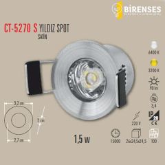 CATA CT-5270Sm 1,5W Yıldız Spot Power Ledli Satin Kasa Mavi