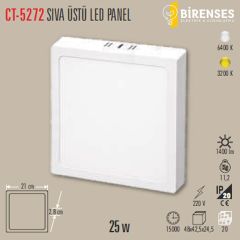 CATA CT-5272G 25W Sıva Üstü  Led Panel Kare Günışığı