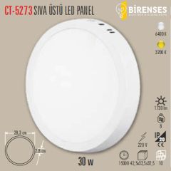 CATA CT-5273G 30W Sıva Üstü  Led Panel Yuvarlak Günışığı