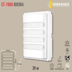 CATA CT-7086 24W Korsika Led Aplik (Beyaz Kasa)
