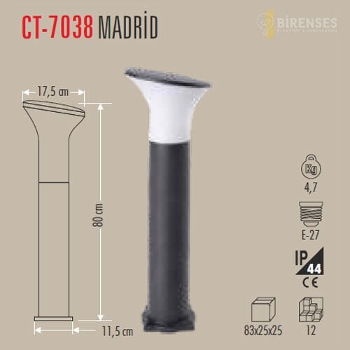 CATA CT-7038 Madrid Bahçe Armatürü 80 Cm E27
