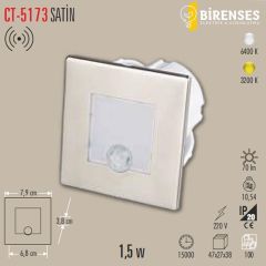 CATA CT-5173B 1.5W Radar Sensörlü Koridor - Kare Beyaz