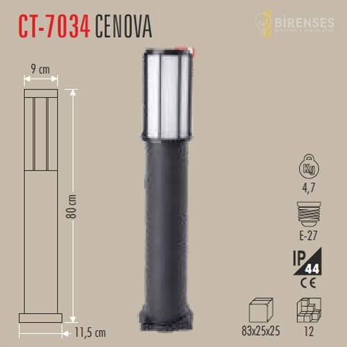 CATA CT-7034 Cenova Bahçe Armatürü 80 Cm E27