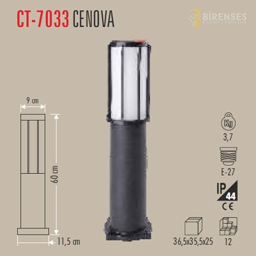 CATA CT-7033 Cenova Bahçe Armatürü 60 Cm E27