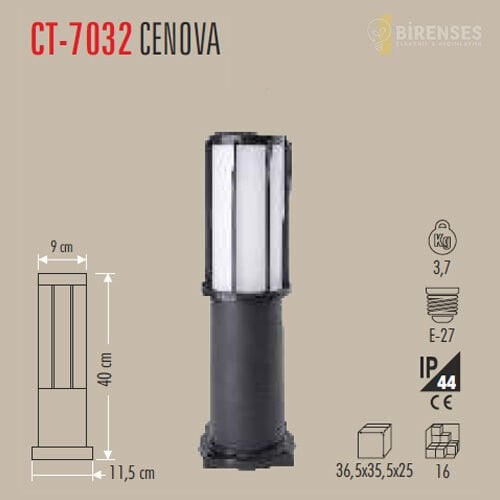 CATA CT-7032 Cenova Bahçe Armatürü 40 Cm E27