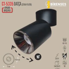 CATA CT-5335Sp Datça Sıva Üstü  Armatür (Gu 10)(Siyah-Platin)
