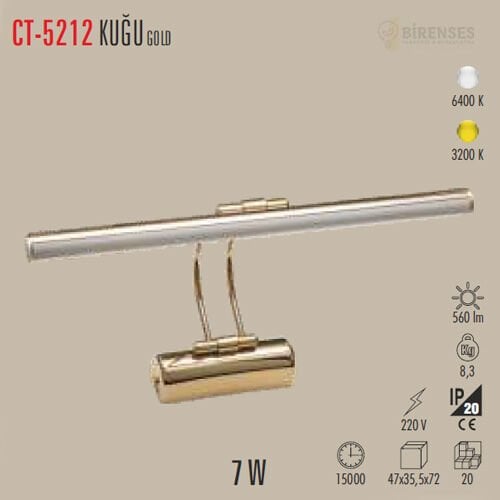 CATA CT-5212GG 7W Gold Ledli Kuğu Aplik Günışığı