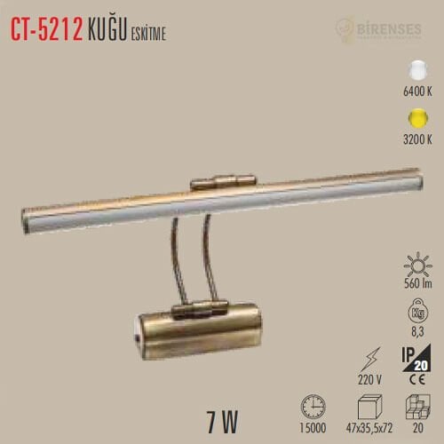CATA CT-5212EB 7W Eskitme Ledli Kuğu Aplik Beyaz