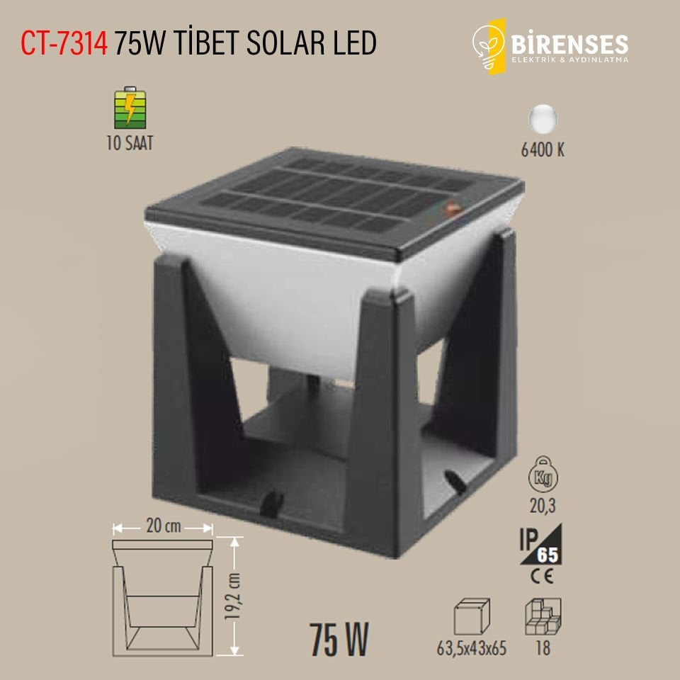 CATA CT-7314 75W Tibet Set Üstü Solar Led Armatür