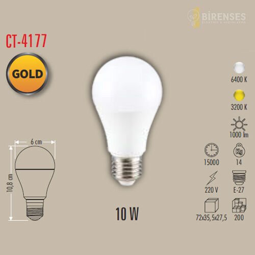 CATA CT-4177G 10W Led Ampul Gold E-27 Günışığı