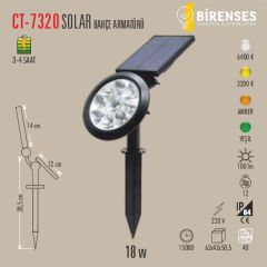 CATA CT-7320A 18W Solar Bahçe Armatürü Amber
