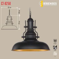 CATA CT-8250 Dekoratif Sarkıt Armatür (Siyah+Sarı+32Cm)