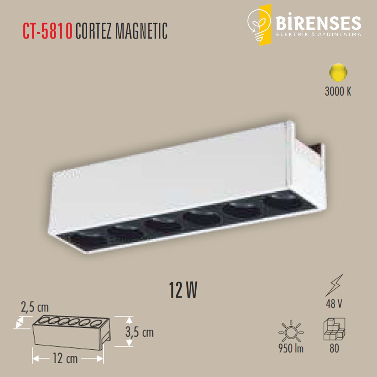 CATA CT-5810 12W Cortez Magnetıc Spot Günışığı