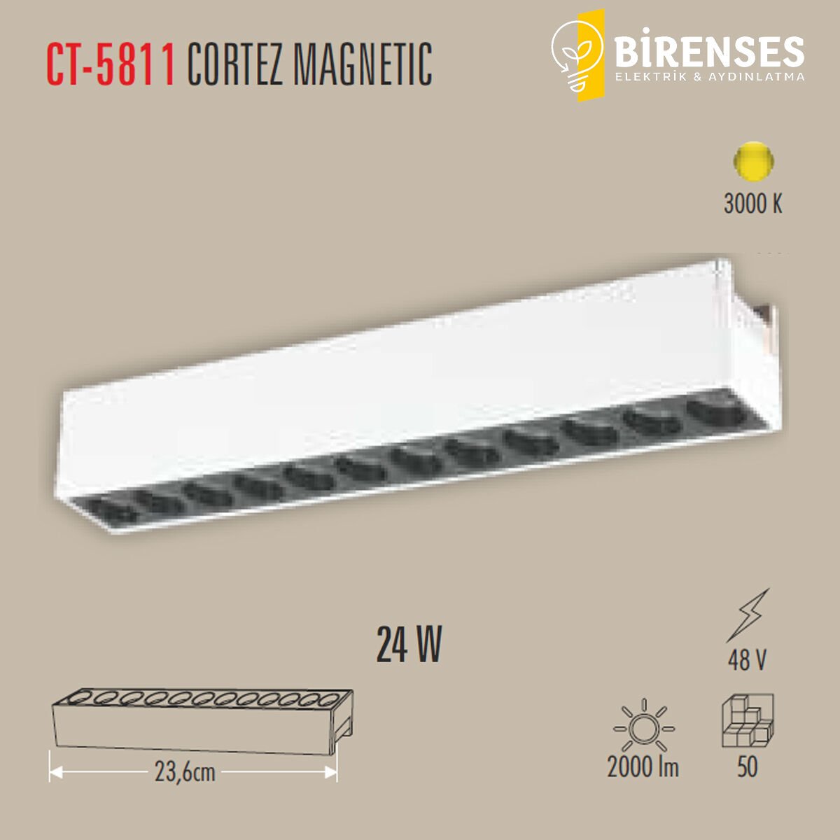 CATA CT-5811 24W Cortez Magnetc Spot (Günışığı)