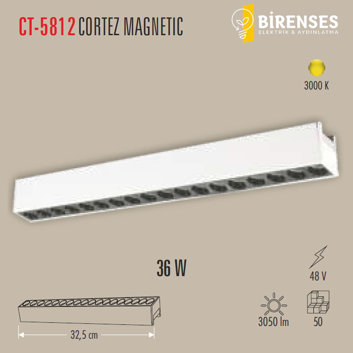 CATA CT-5812 36W Cortez Magnetc Spot Günışığı