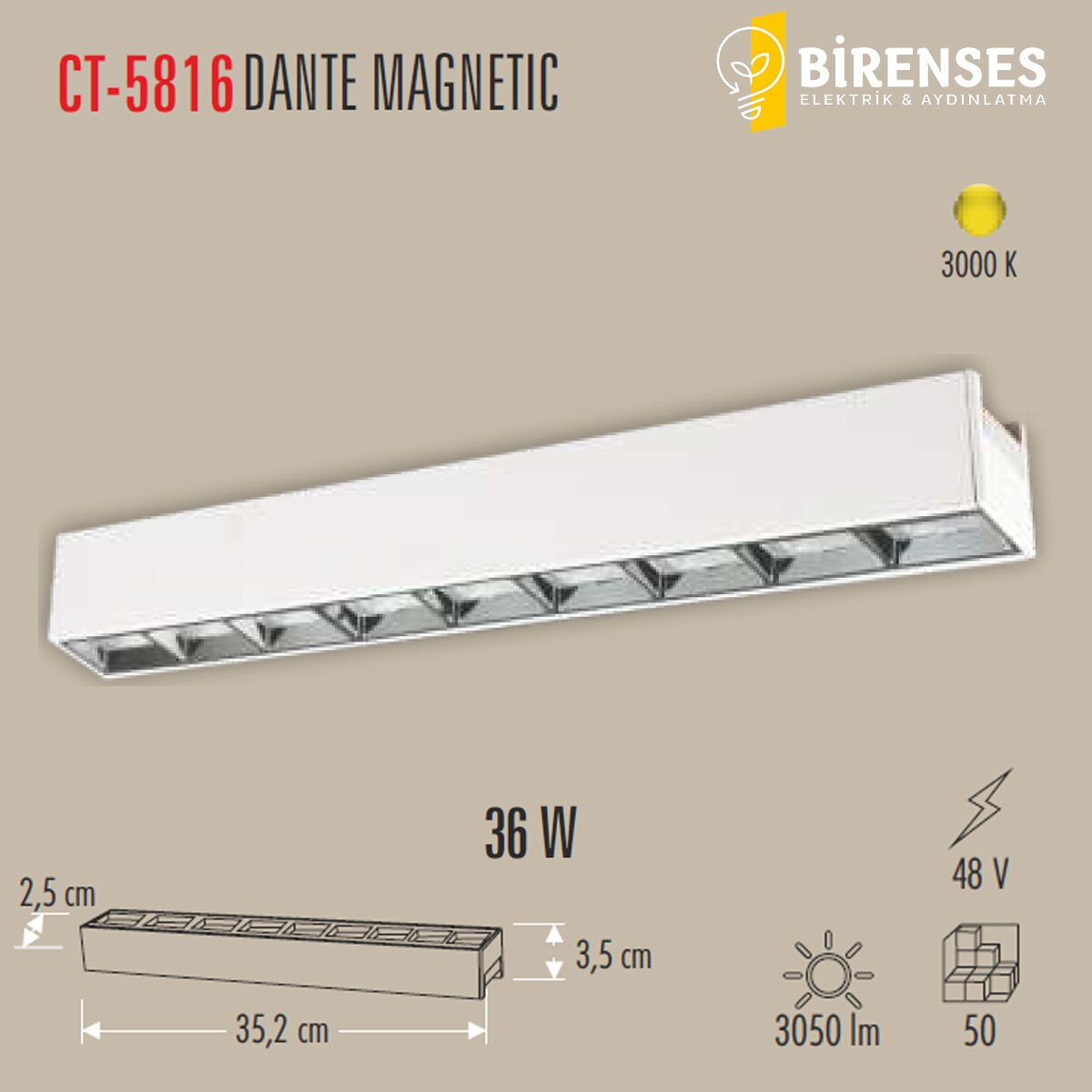 CATA CT-5816 36W Dante Magnetic Spot Günışığı