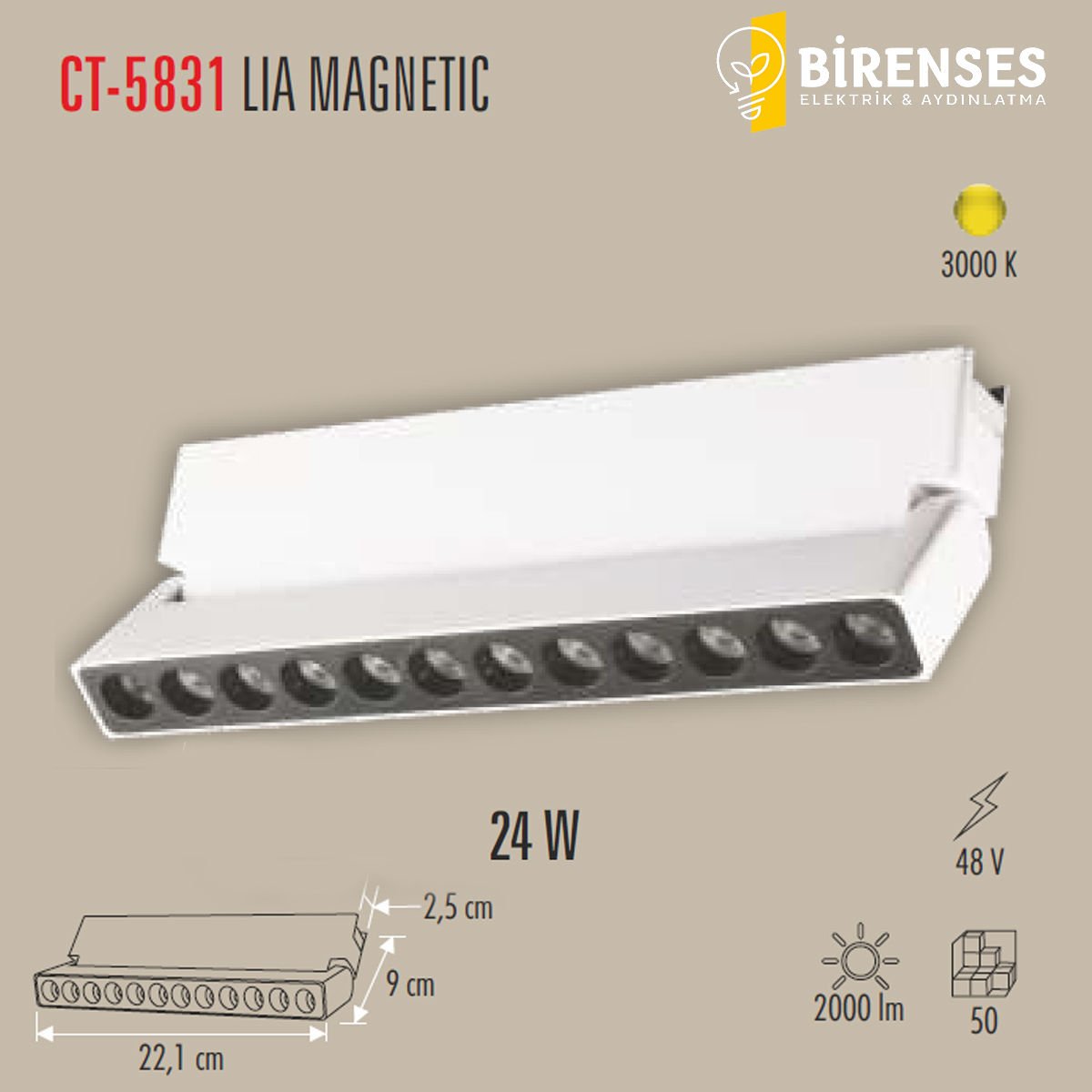 CATA CT-5831 24W Lia Magnetic Spot Günışığı
