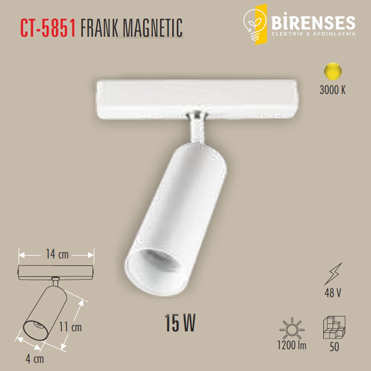 CATA CT-5851 15W Frank Magnetic Spot Günışığı
