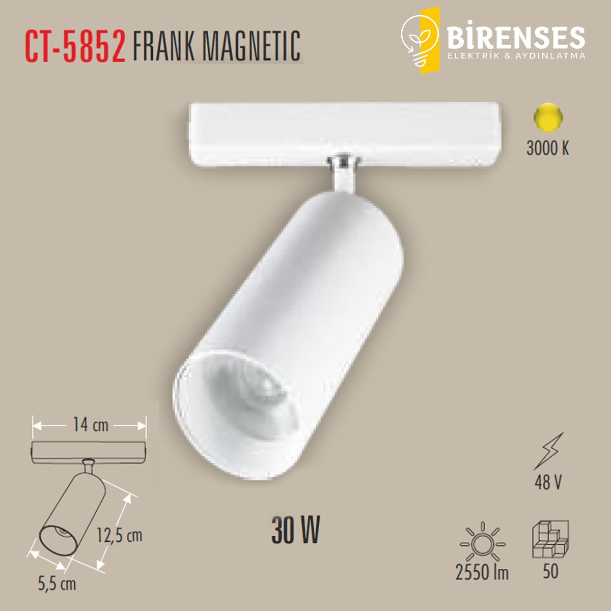 CATA CT-5852 30W Frank Magnetic Spot Günışığı