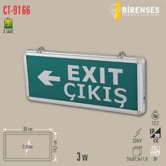 CATA CT-9166 3W Exıt Çıkış Armatürü Ledli 3 Saat Akülü