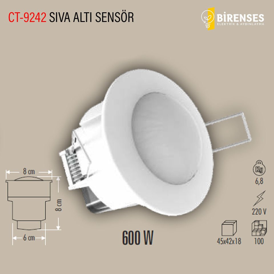 CATA CT-9242 360 Derece Sıva Altı Hareket Sensörü (600W)