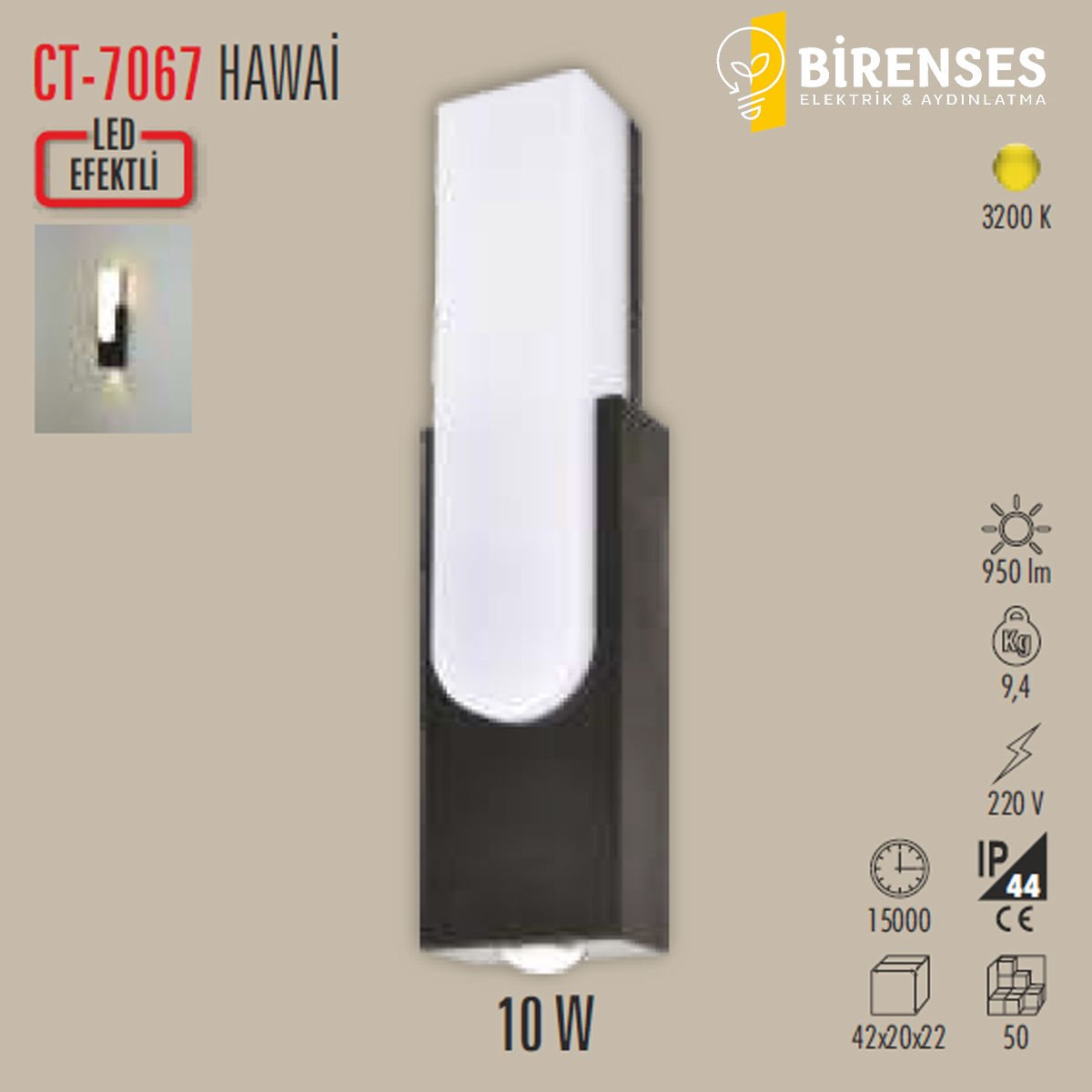 CATA CT-7067 10W Hawai Led Aplik Dış Mekan