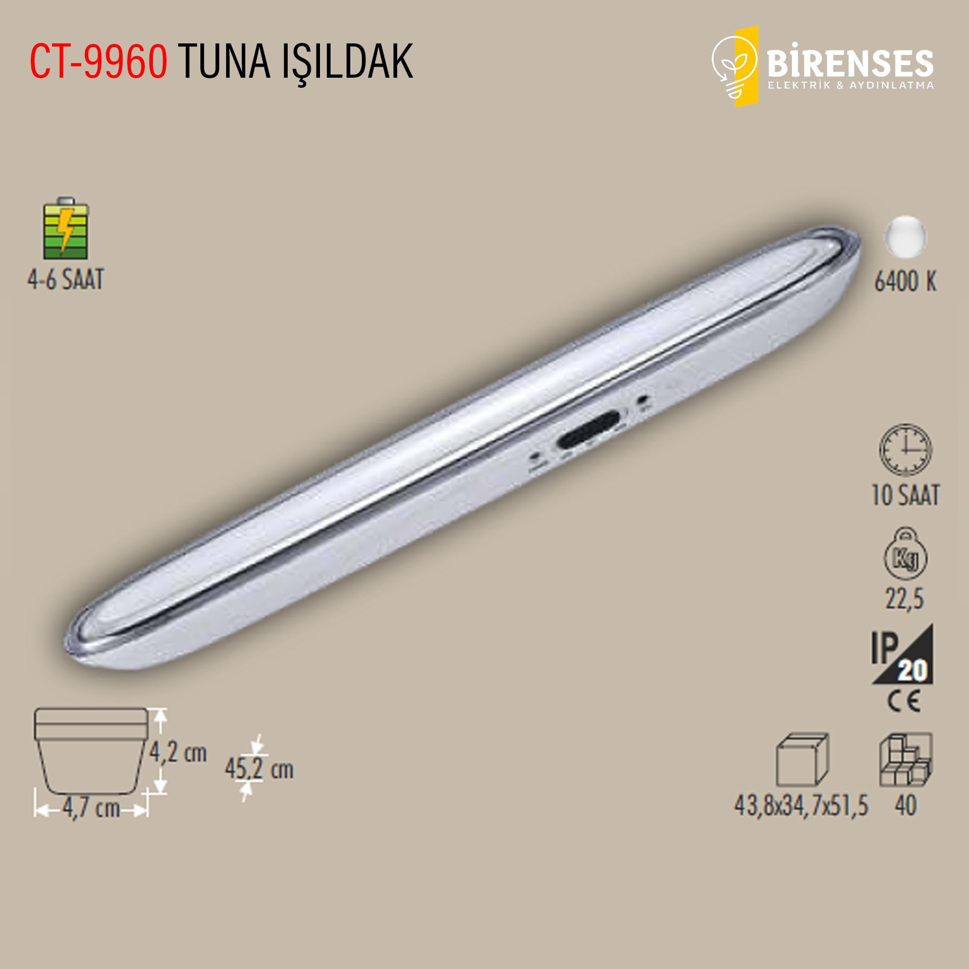 CATA CT-9960 Tuna 60 Ledli Işıldak Beyaz