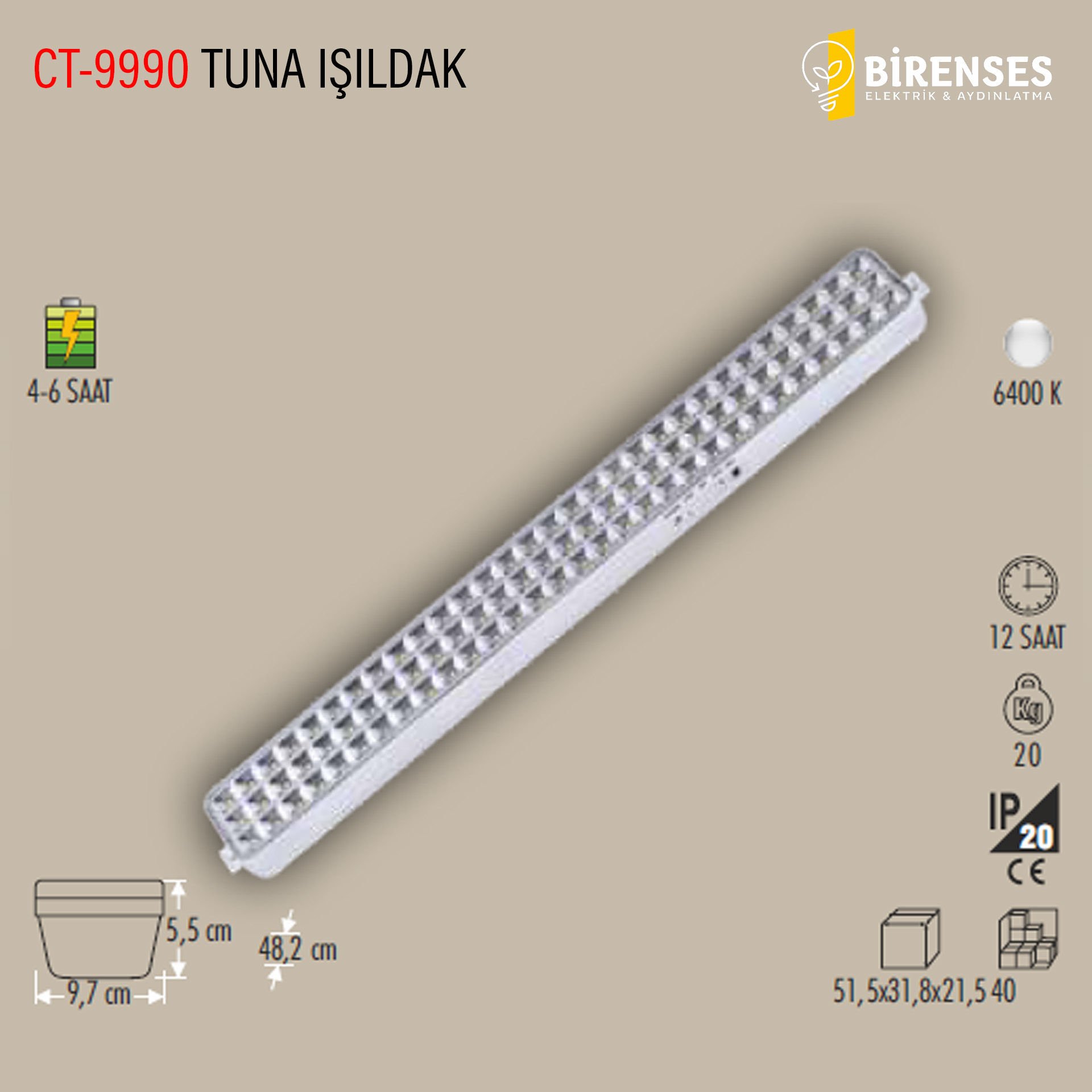 CATA CT-9990 Tuna 90 Ledli Işıldak Beyaz
