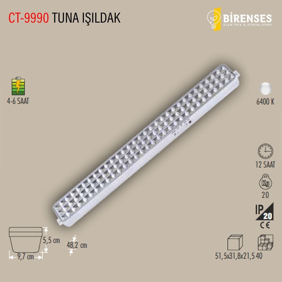 CATA CT-9990 Tuna 90 Ledli Işıldak Beyaz