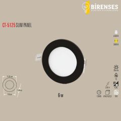 CATA CT-5125B 6W Slim Siyah Panel Beyaz