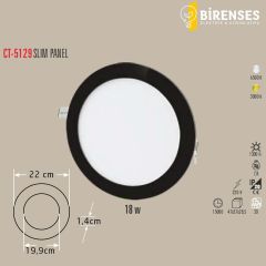 CATA CT-5129B 18W Slim Siyah Panel Beyaz