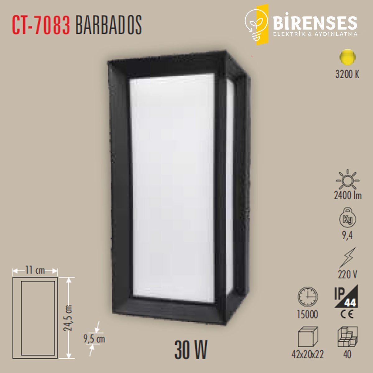 CATA CT-7083 30W Barbados Led Aplik (Dış Mekan)