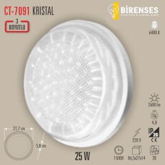 CATA CT-7091 25W Kristal Sıva Üstü  Armatür (Beyaz)