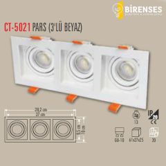 CATA CT-5021 Pars 3'Lü Spot - Beyaz Boş Kasa