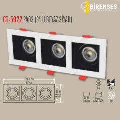 CATA CT-5022 Pars 3'Lü Spot - Beyaz-Siyah Boş Kasa