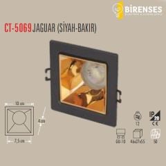 CATA CT-5069 Jaguar Kare Spot - Siyah-Bakır Boş Kasa
