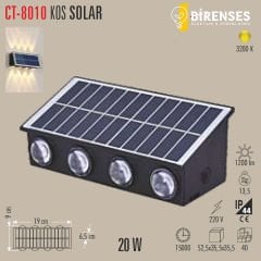 CATA CT-8010 20W Kos Solar Led Aplik Dış Mekan Günışığı