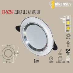 CATA CT-5257 6W Zebra Led Armatür Beyaz-Krom 3 Renk