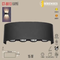 CATA CT-8013A 15W Kapri Led Aplik Dış Mekan Amber