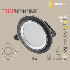CATA CT-5258 6W Zebra Led Armatür Siyah-Krom 3 Renk