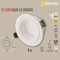 CATA CT-5260 8W Başak Led Armatür Beyaz Kasa 3 Renk