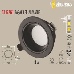 CATA CT-5261 8W Başak Led Armatür Siyah Kasa 3 Renk