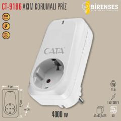 CATA CT-9186 Akım Korumalı Priz 4000W